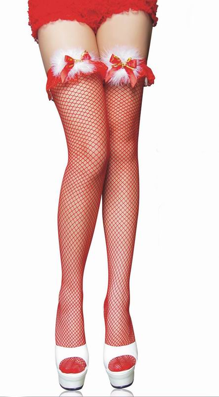 Red Christmas Sexy Fishnet Stockings